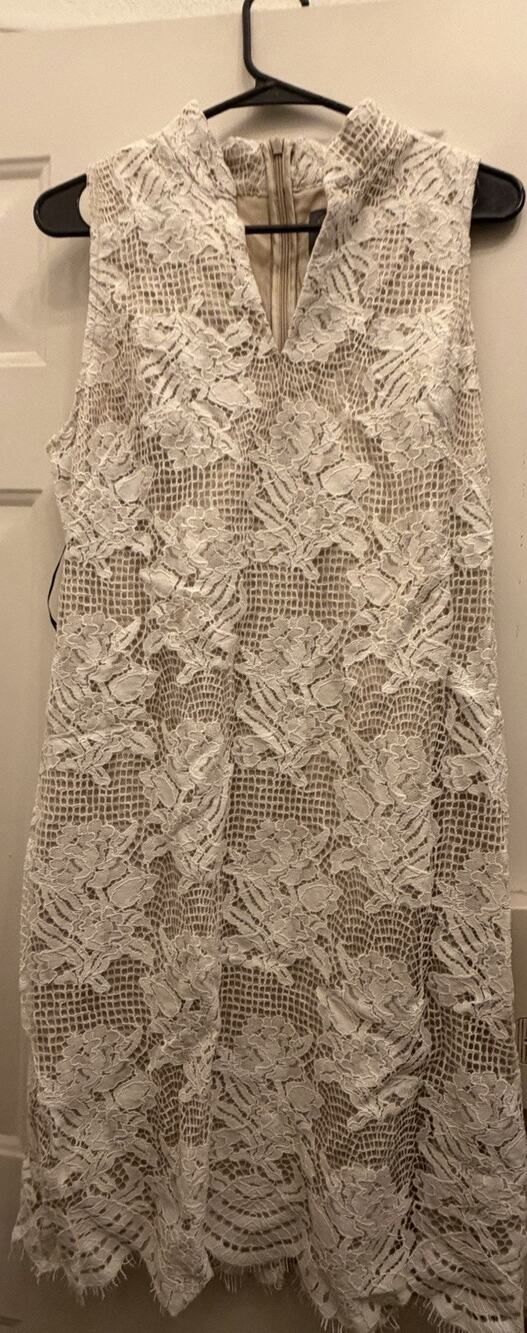 Vince Camuto Women's Lace High Neck Bodycon Dress with Scallop Hem 16
